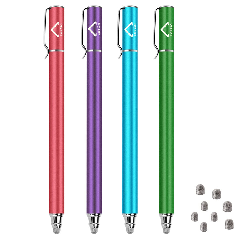 [Australia - AusPower] - Stylus Pens for Touch Screens(4Pcs), High Sensitivity 2 in 1 Fiber Tips Capacitive Stylus, for iPad iPhone Tablets Samsung Galaxy All Universal Touch Screen Devices with 8 Extra Replaceable Tips 
