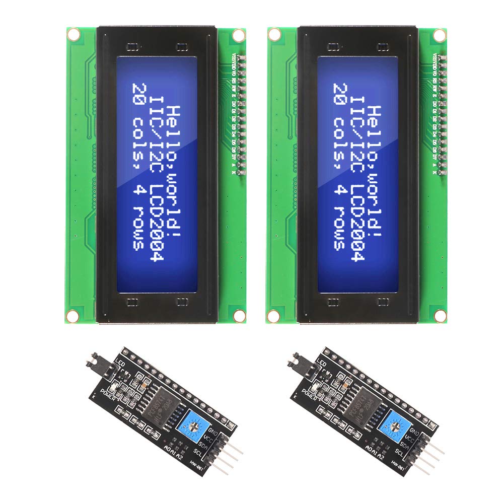 [Australia - AusPower] - Dorhea 2PCS IIC I2C TWI Serial LCD 2004 20x4 Blue Backlight Module with I2C Interface Adapter Compatible with Raspberry Pi 