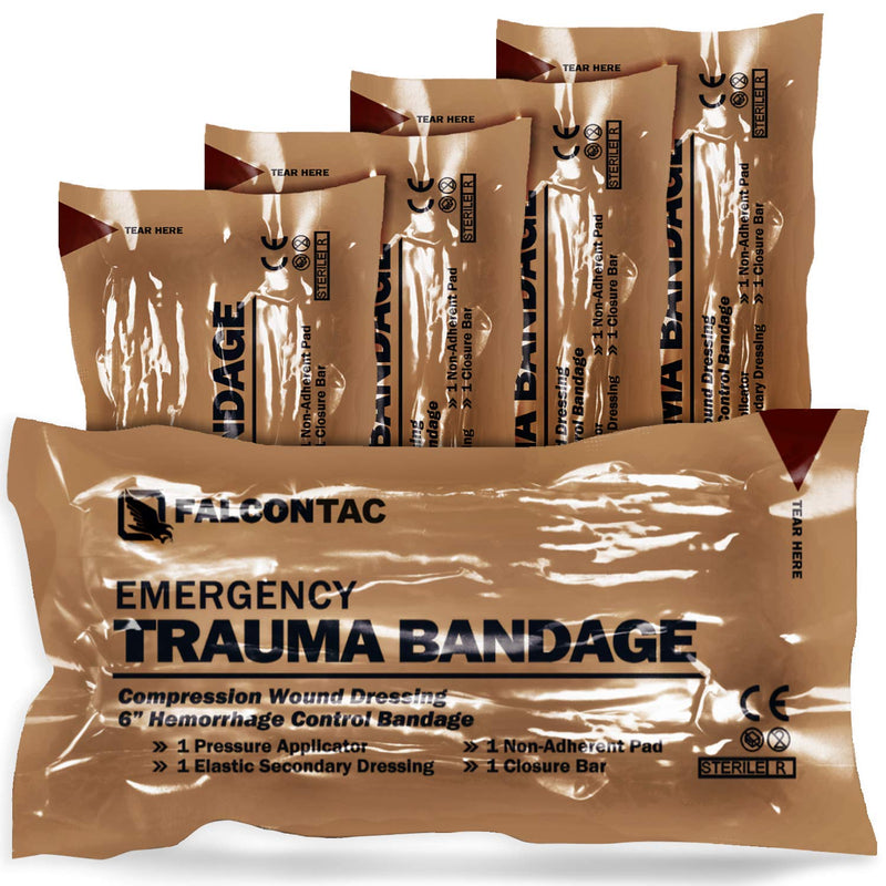 [Australia - AusPower] - FalconTac Israeli 6 Inch Emergency Compression Bandage Wound Trauma Dressing Double-Vacuum Sterile Packaging 5 