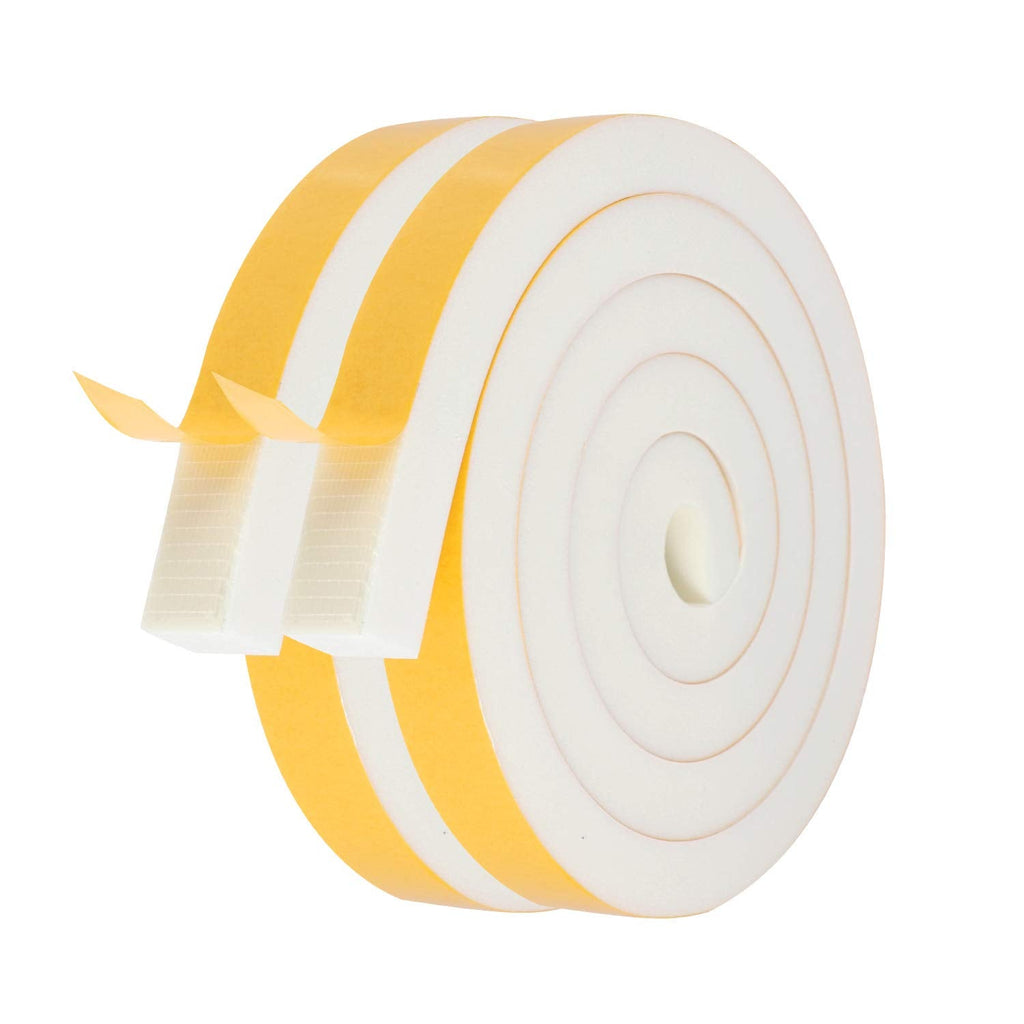 [Australia - AusPower] - Foam Insulating Tape-2 Rolls, 1 Inch Wide X 1 Inch Thick Total 13 Feet Long, Thick Foam Strips with Adhesive for Air Conditioner Seal, Foam Headband for Face Shield (6.5ft x 2 Rolls) 1" (W) x 1" (T) x 13' (L) 