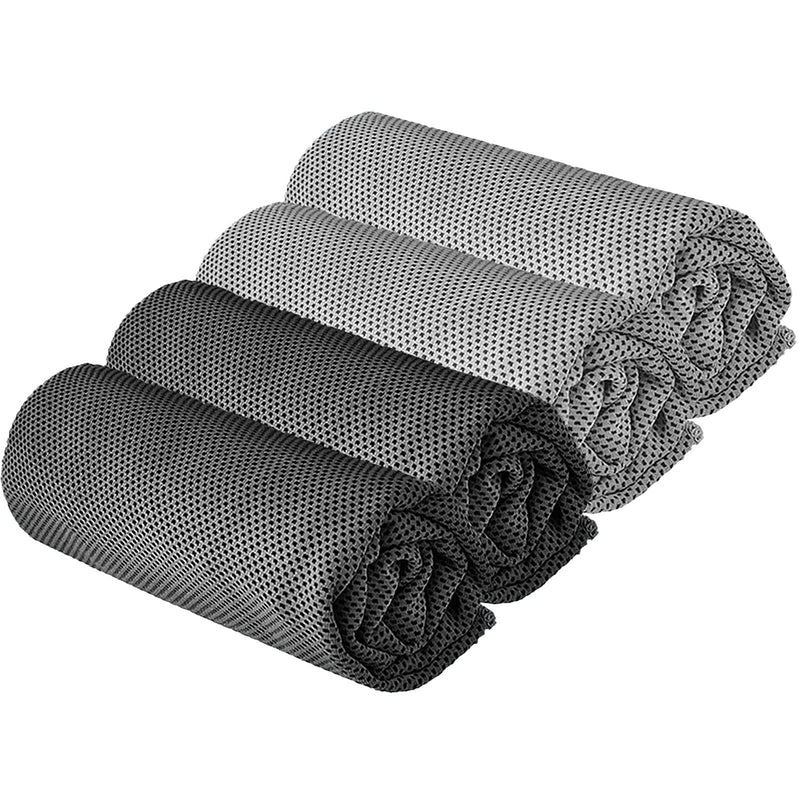 [Australia - AusPower] - YQXCC 4 Pcs Cooling Towel (47"x12") Cool Cold Towel for Neck, Microfiber Ice Towel, Soft Breathable Chilly Towel for Yoga, Golf, Gym, Camping, Running, Workout & More Activities 2*dark Gray/2*light Gray 