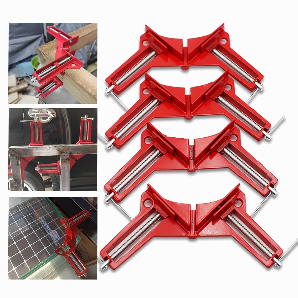 [Australia - AusPower] - Corner Clamps 4Pcs Woodworking 90 Degree Clamps of Cast Metal, Durable Go-tool Right Angle Clamp with Adjustable Jaws Good for DIY Framing, Shelving, Welding, Fish-tanks, Cabinets 