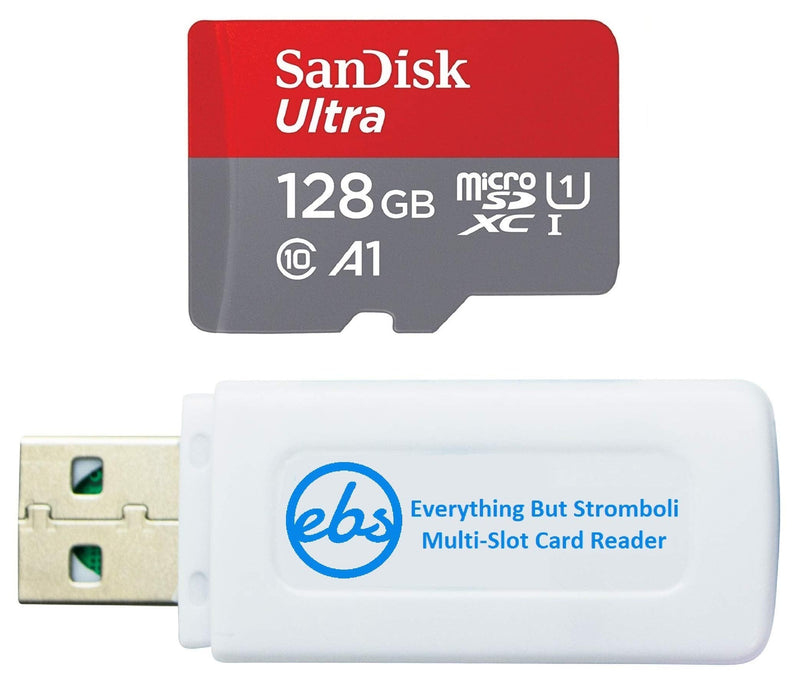 [Australia - AusPower] - SanDisk Ultra 128GB Micro SD Memory Card Works with LG K51, LG Q70, LG Q7+, LG Stylo 5+ Cell Phone (SDSQUAR-128G-GN6MN) Bundle with (1) Everything But Stromboli MicroSD Card Reader 