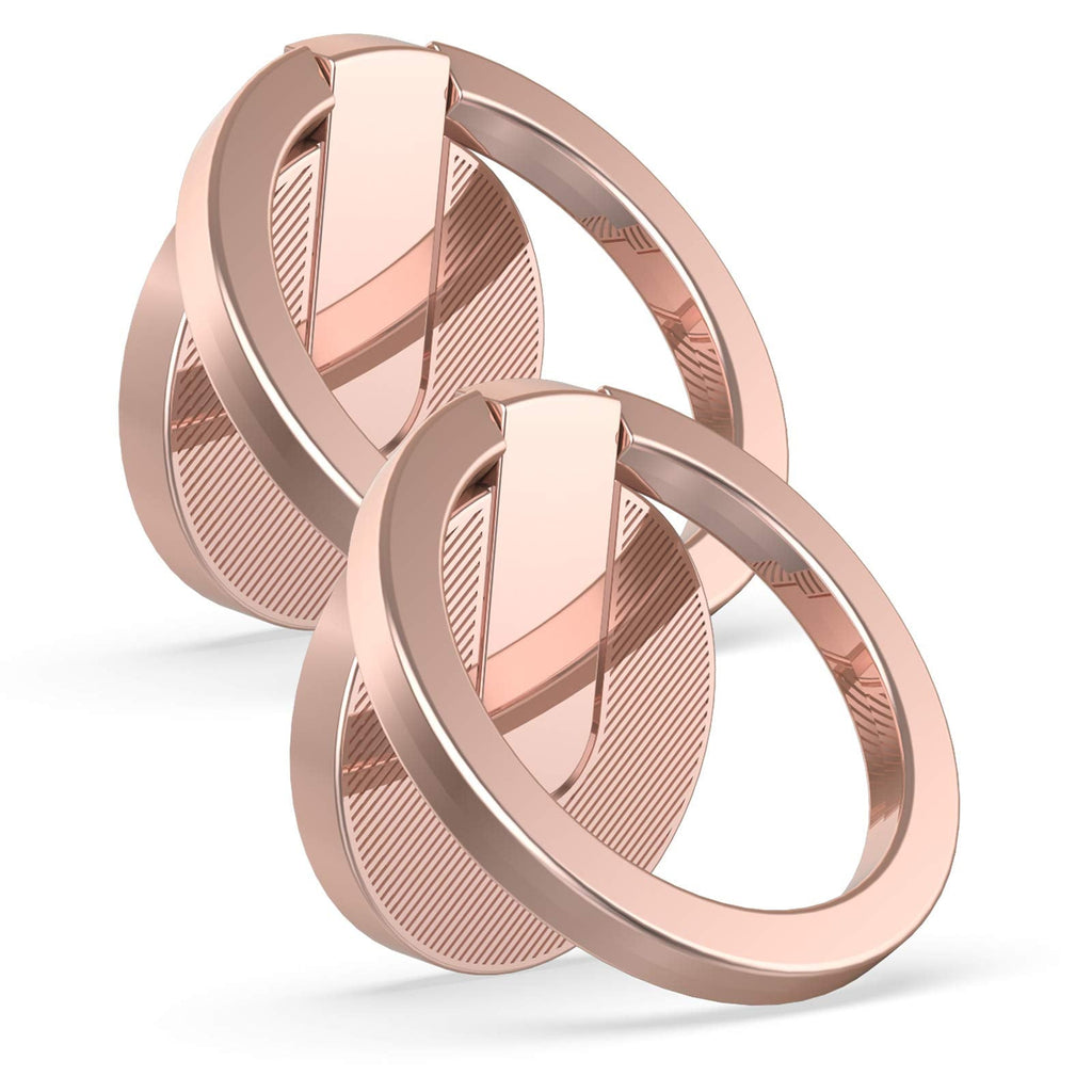 [Australia - AusPower] - ICHECKEY Cell Phone Ring Holder Stand, 2 Pack 360° Rotation Universal Finger Ring Kickstand with Metal Phone Ring Grip for Magnetic Car Mount Compatible with All Smartphone, iPad, Tablet, Rose Gold RoseGold 