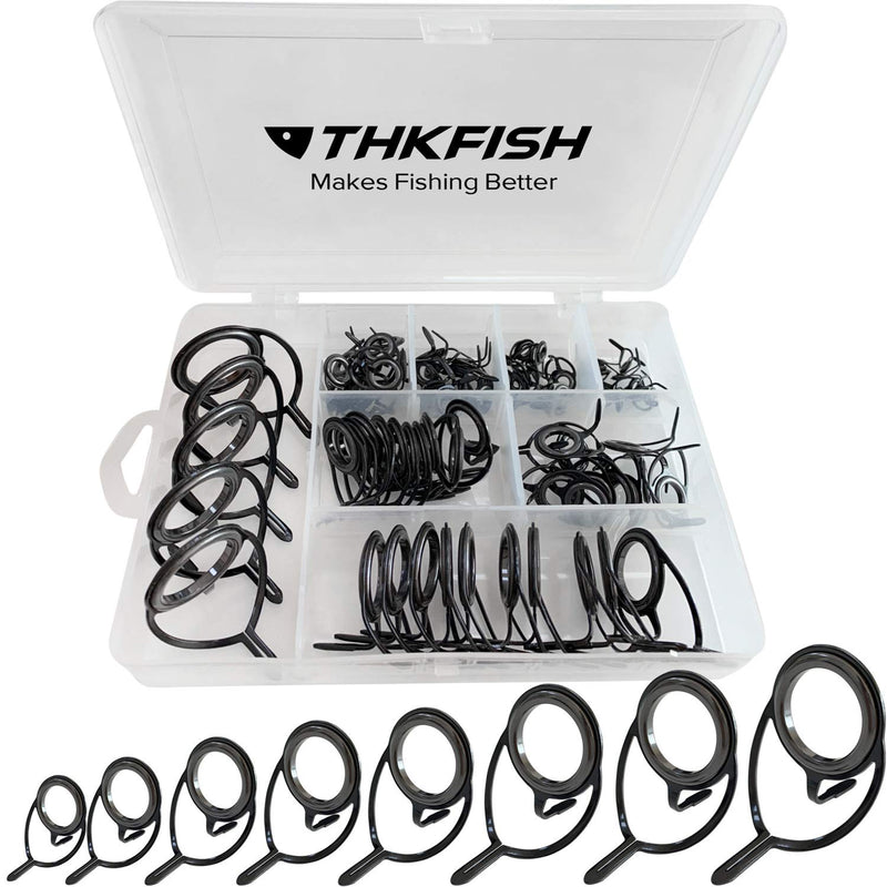 [Australia - AusPower] - THKFISH Fishing Rod Guides Fishing Rod Repair Kit Baitcasting Rod Guides Ceramics Stainless Steel Carbon Guide Repair Black/Burnished Silver 60pcs/75pcs A-75pcs Black- Frame 