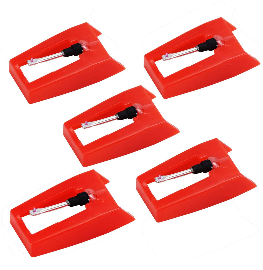 [Australia - AusPower] - Record Player Needles Replacement, 5 Pack Turntable Replacement Needle for Vinyl Record Player LP Phonograph,Victrola, ION, Crosley Red 