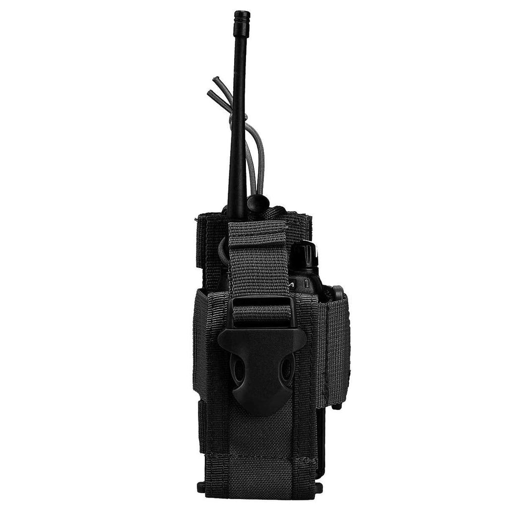 [Australia - AusPower] - Tactical Radio Holder Radio Case Molle Radio Pouch Military Heavy Duty Radios Holster Bag for Two Ways Walkie Talkie Compatible with Bags/Packs/Duffels by LUITON (Black) Black 