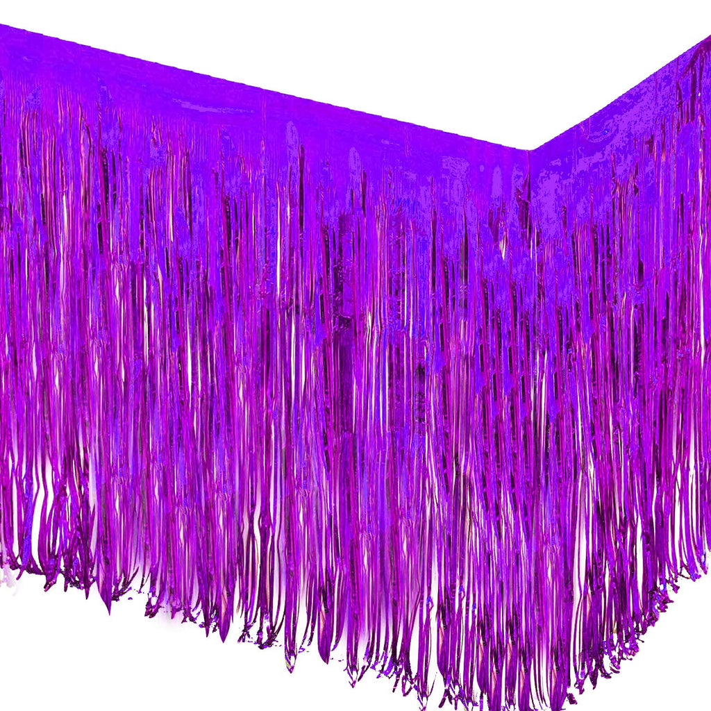 [Australia - AusPower] - Allgala 2-Pack 29x108 Inch Metallic Foil Fringe Tinsel Table Skirts for Party Event Decoraton-Purple-BD52808 Purple 