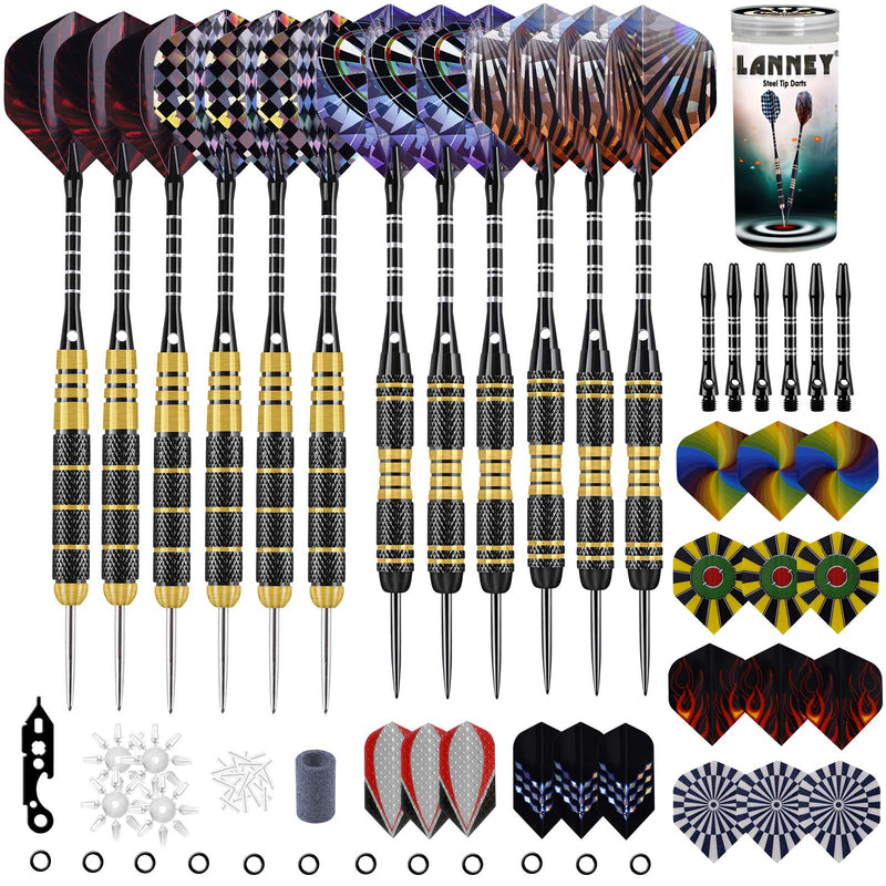 [Australia - AusPower] - Darts Metal Tip Set Professional Darts Steel Tip Set, 24 Grams and 20 Grams Tipped Metal Darts with Aluminum Shafts, Brass Barrels, Sharpener Tool Kit, Carrying Case, Extra Dart Flights Accessories 