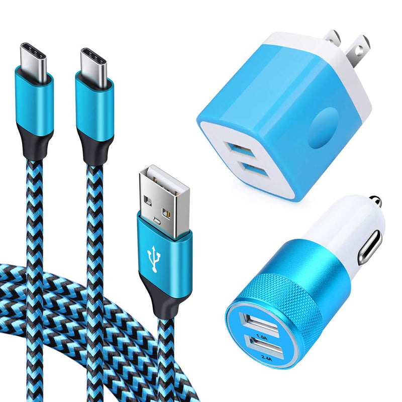 [Australia - AusPower] - Fast Car Phone Adapter, 3.4 A Car Plug C Charger Set for Samsung Galaxy A21,A11,A01,A42, A52,A20s,A30s,Note 10,S20 /S10 Pixel 5 4A XL LG Stylo 6,Wall Plug in Phone Charger+ 2PC 6 FT Cable Cords 