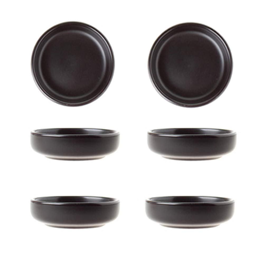[Australia - AusPower] - Matte Ceramic Soy Dipping dish,Multipurpose Porcelain Sauce Dish Mini Side Seasoning bowl Sushi Soy Dipping Bowls Simple Style Set of 6 Black (Black) 