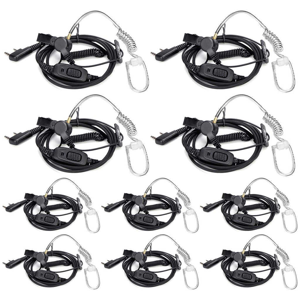 [Australia - AusPower] - Retevis Walkie Talkie Earpiece with Mic, 2 Pin Acoustic Tube Headset, Compatible with Retevis RT22 RT21 H-777 RT68 pxton Arcshell Two Way Radios, Security 2 Way Radio Headset with Coil Design(10 Pack) 