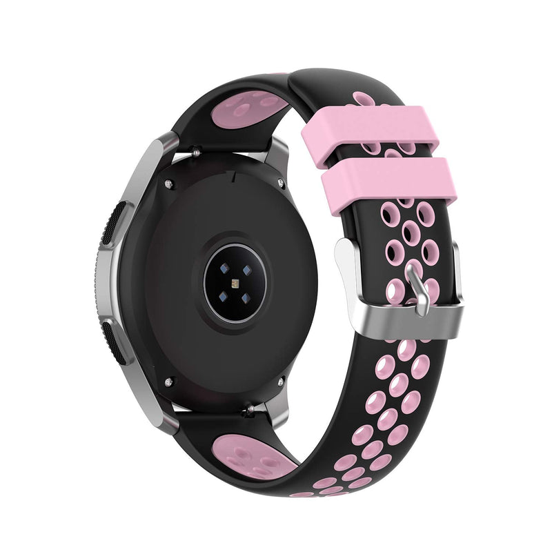 [Australia - AusPower] - PINHEN Bands 22mm Breathable Universal Soft Silicone Replacement Compatible With Gear S3 Frontier/ Galaxy Watch SM-R800 (46mm)/Galaxy Watch 3 45mm/Classic Smart Watch (Black-Pink) Black-Pink 