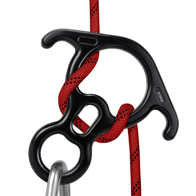 [Australia - AusPower] - YXGOOD 50KN Rescue Figure, 8 Descender Large Bent-Ear Belaying and Rappelling Gear Belay Device Climbing for Rock Climbing Peak Rescue Aluminum Magnesium Alloy Black 