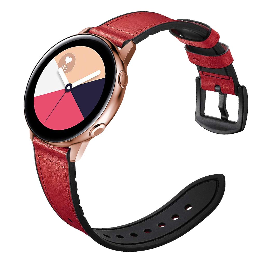 [Australia - AusPower] - Morsey Leather band Compatible with Samsung Galaxy Watch 3 41mm/Samsung Galaxy Watch Active 2 Bands 40mm 44mm, 20mm Sports Band Replacement for Samsung Galaxy Watch 42mm/Active 40mm Smart Watch, (Red) Red 