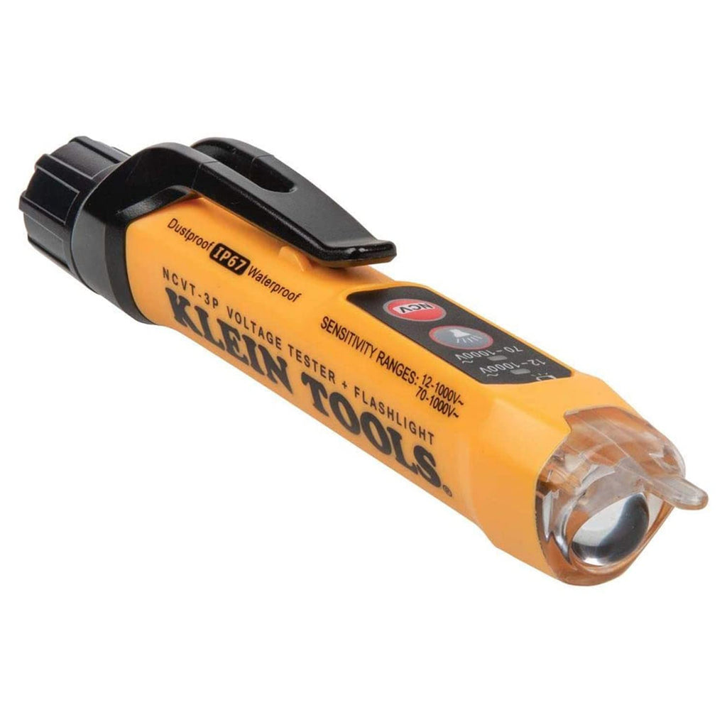 [Australia - AusPower] - Klein Tools NCVT3P Dual Range Non Contact Voltage Tester, 12 - 1000V AC Pen, Flashlight, Audible and Flashing LED Alarms, Pocket Clip NCVT 