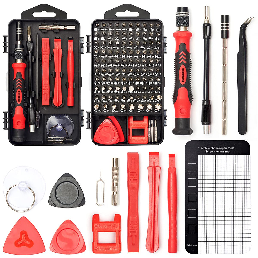 [Australia - AusPower] - SHARDEN Precision Screwdriver Set, 122 in 1 Electronics Magnetic Repair Tool Kit with Case for Repair Computer, iPhone, PC, Cellphone, Laptop, Nintendo, PS4, Game Console, Watch, Glasses etc (Red) Red 