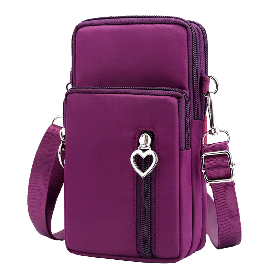 [Australia - AusPower] - Forestfish Nylon Arm Bag Cell Phone Purse Small Crossbody Bag Smartphone Holder for Wmen Girls Purple 