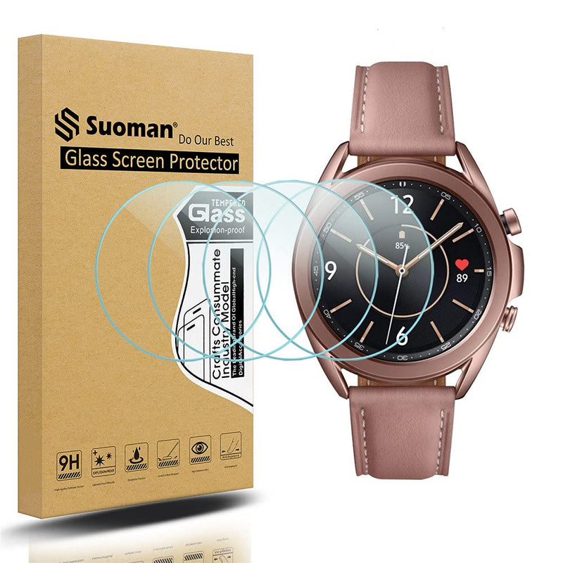 [Australia - AusPower] - Suoman 4-Pack Compatible with Samsung Galaxy Watch 3 41mm Screen Protector Tempered Glass for Galaxy Watch 3 41mm [2.5D 9H Hardness] [Anti-Scratch] [Perfectly Fit] 