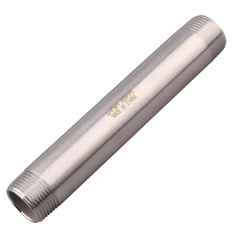 [Australia - AusPower] - DERPIPE 3/4" X 3/4" NPT Male Nipple Stainless Steel 304 Cast Pipe Coupling fitting 6" Length 3/4" Male NPT 