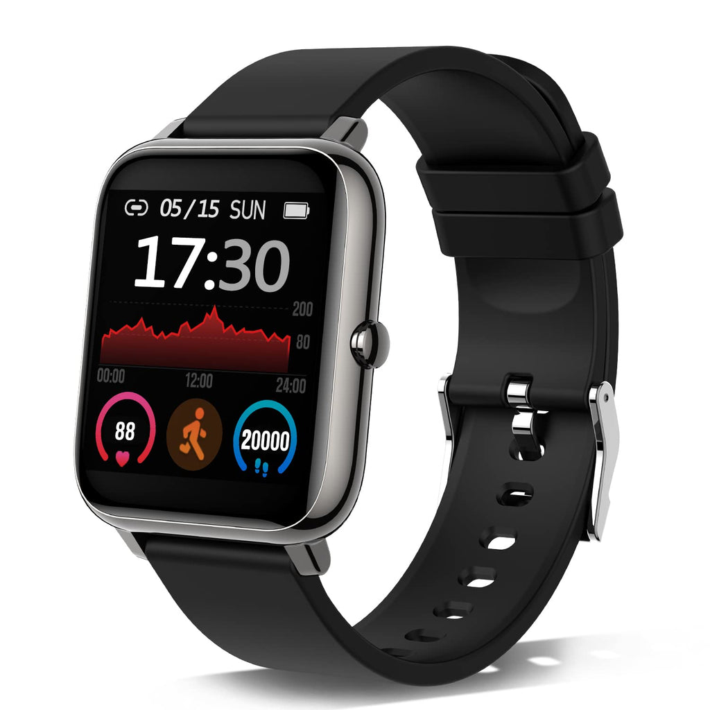 [Australia - AusPower] - Donerton Smart Watch, Fitness Tracker for Android Phones, Fitness Tracker with Heart Rate and Sleep Monitor, Activity Tracker with IP67 Waterproof Pedometer Smartwatch with Step Counter for Women Men 1.4inch Black 
