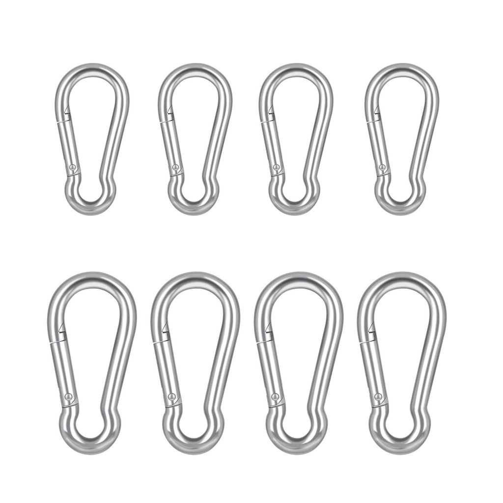 [Australia - AusPower] - 8PCS Stainless Steel Carabiner Clip Spring-Snap Hook - Lotsun ,2Inch M5 2.36 Inch M6 Heavy Duty Carabiner Clips for Keys Swing Set Camping Fishing Hiking Traveling 