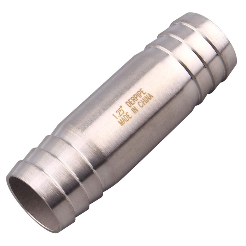 [Australia - AusPower] - DERPIPE Stainless Steel 1-1/4" Hose Barb, Straight Splice Extend tubing Fitting, Union Coupling Fitting 1.25 Inch 