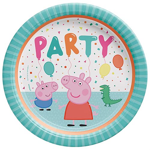 [Australia - AusPower] - Peppa Pig Confetti Round Paper Plates - 9" | Multicolor | Pack of 8 