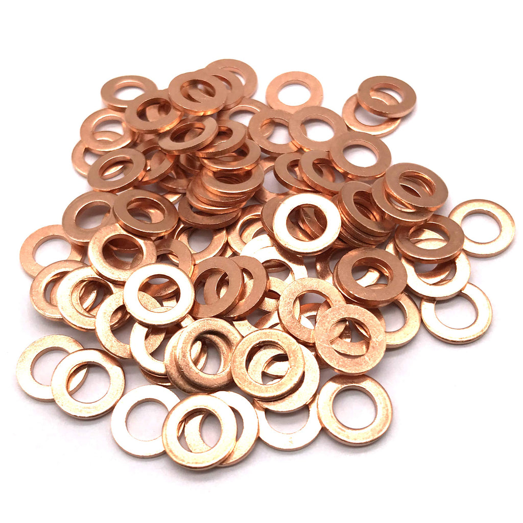 [Australia - AusPower] - M5 Flat Washer Copper Sealing Ring, 5mm ID 9mm OD 1mm Thickness Metric Sealing Gasket, 100 Pieces M5 