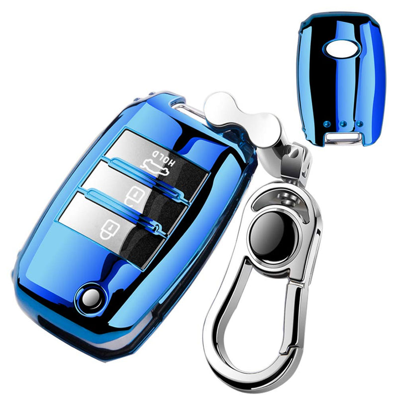 [Australia - AusPower] - Car Key Fob Cover,Fit for Kia Folding Key Fob Optima Alloy Keychain Blue 