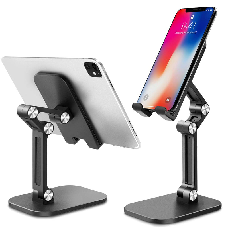 [Australia - AusPower] - B-Land Desk Phone Holder, Angle Height Adjustable Cell Phone Stand, Universal Desktop Phone Stand Tablet Stand Compatible with iPhone 12 Pro MAX Samsung Galaxy S10 9 & Tablets (Black) Black 