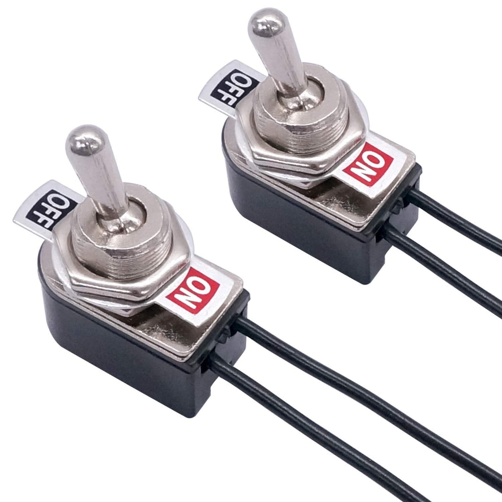 [Australia - AusPower] - Taiss 2pcs Toggle Switch SPST 2 Position Latching ON/Off 6A AC 125V /10A DC 12V Toggle switches Incidental 5.2 inch Connect Wire Rocker Arm Switch KNS-1 