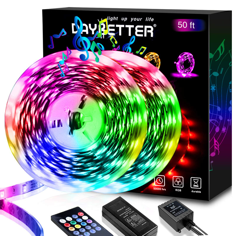 [Australia - AusPower] - DAYBETTER 50ft LED Strip Lights, LED Light Strip Music Sync 