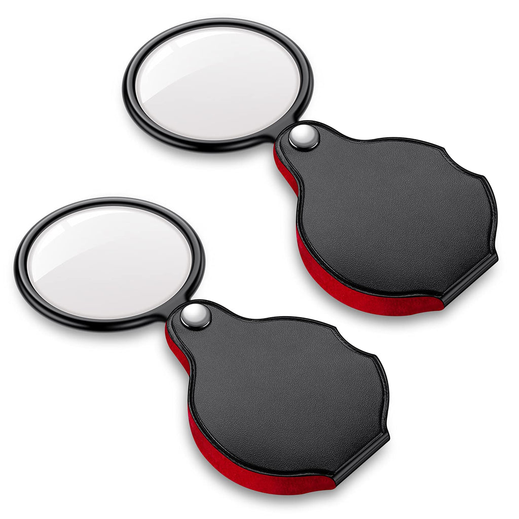 [Australia - AusPower] - 2PCS Upgrade 5X Small Magnifying Glasses for Kids/Senior, Pocket Magnifier for Reading/Close Work, Mini Folding Magnifying Magnify Glass with Protective Sheath, Ideal for Repairing/Hobby/Coins, 1.96" 