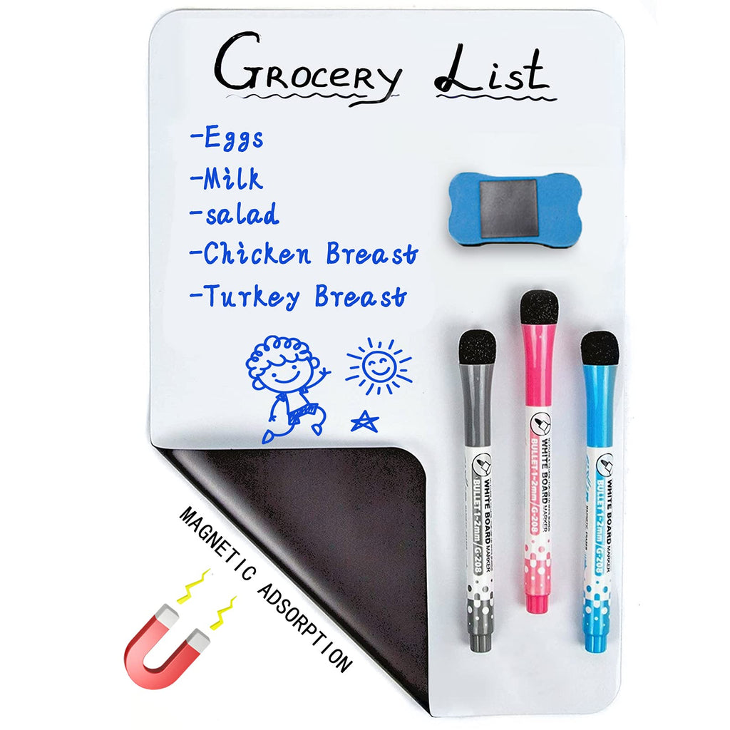 [Australia - AusPower] - 12 x 8 inches Magnetic Dry Erase Whiteboard Sheet ,Home Kitchen Fridge Shopping List and Office Notice Board (12” X 8”) 12” X 8” 