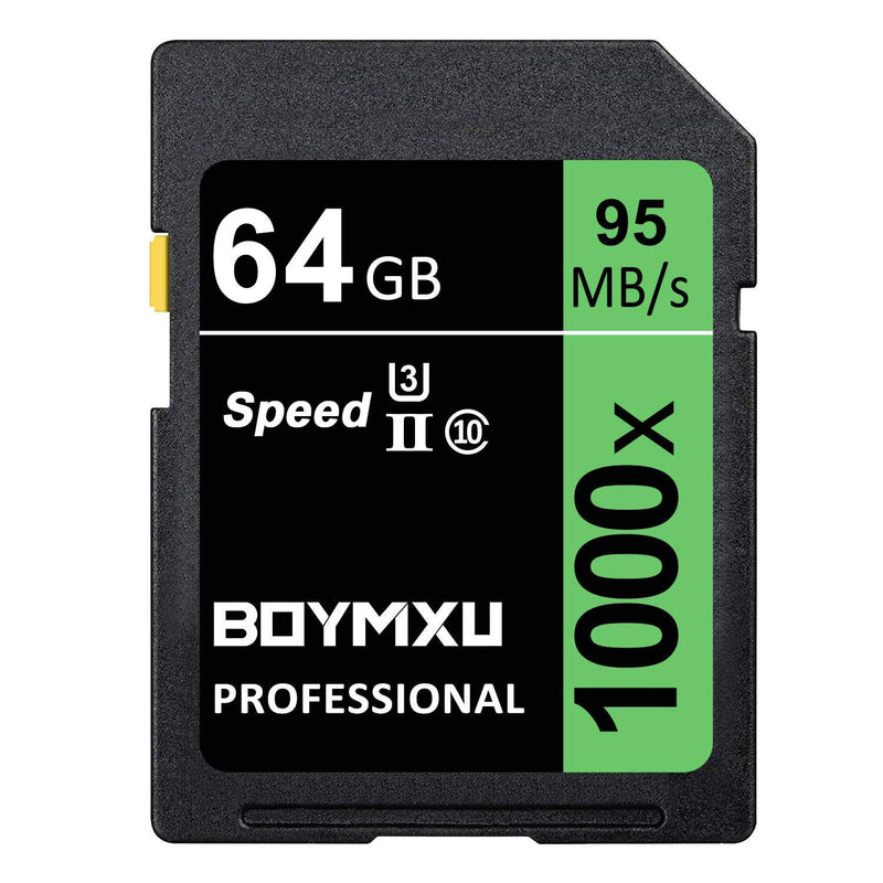 [Australia - AusPower] - 64GB Memory Card, BOYMXU Professional 1000 x Class 10 UHS-I U3 Memory Card Compatible Computer Cameras and Camcorders, Memory Card Up to 95MB/s, Green/Black 64GB GREEN 