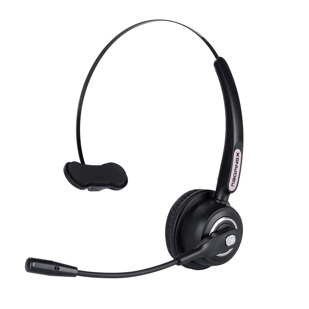 [Australia - AusPower] - Trucker Bluetooth Headset with Microphone, Wireless Headphone with Microphone, Wireless Cell Phone Headset On Ear Design for Home Office Call Center Skype 