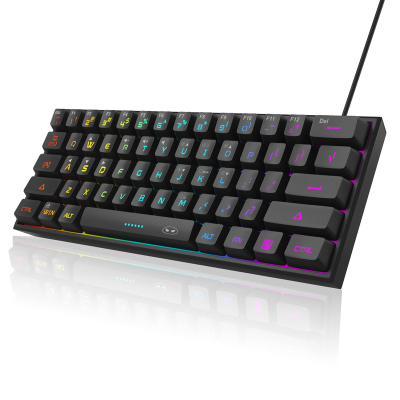 [Australia - AusPower] - Mini 60% Gaming Keyboard, RGB Backlit 61 Key Ultra-Compact Keyboard, MageGee TS91 Ergonomic Waterproof Mechanical Feeling Office Computer Keyboard for PC, MAC, PS4, Xbox ONE Gamer(Black) Black 