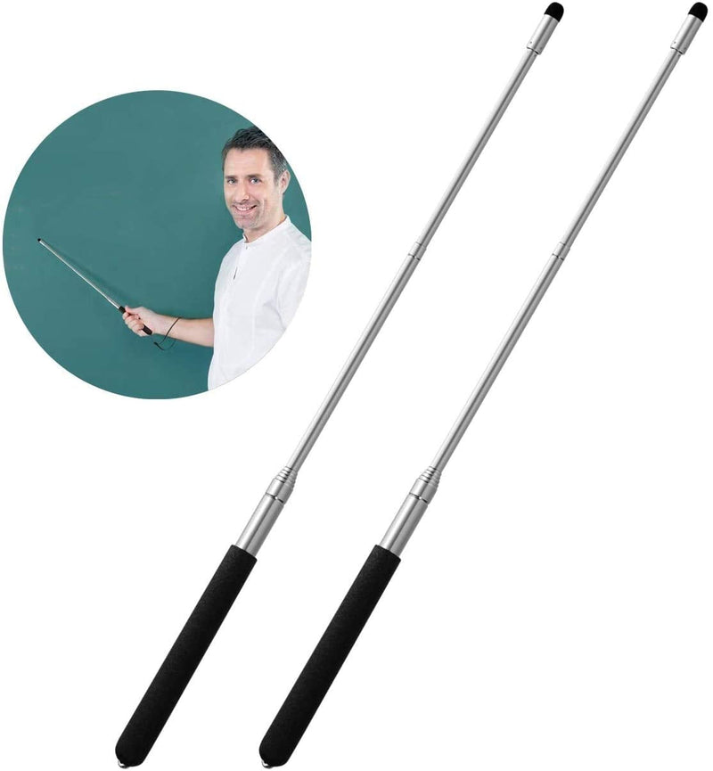 [Australia - AusPower] - Teachers Pointer Sticks, 2 Pack Telescopic Teaching Pointer, Extendable Retractable Whiteboard Pointer with A Lanyard (Black) 2pcs Black 