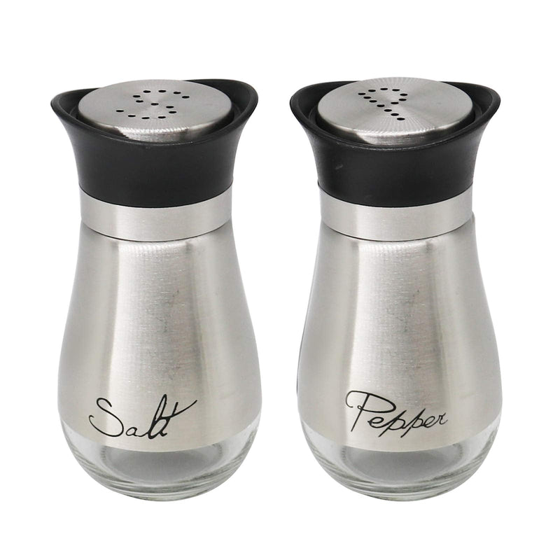 [Australia - AusPower] - FEOOWV Set of 2 Pcs Stainless Steel and Glass Salt and Pepper Shakers Set, for Kitchen Use 2Pcs Set 