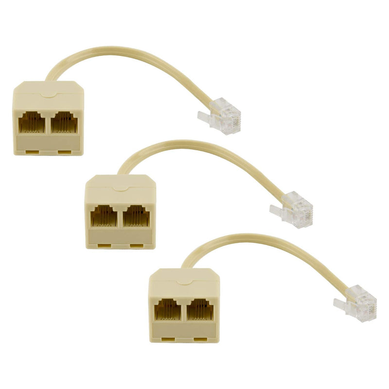 [Australia - AusPower] - LUTER 3Pcs Two Way Telephone Splitters Male to Female Converter Cable RJ11 6P4C Telephone Line Wall Adaptor and Separator for Landline 