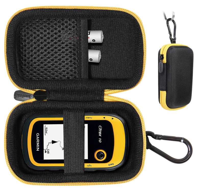 [Australia - AusPower] - Handheld GPS Case Compatible with Garmin eTrex 22x, 32x, 10, 20, 20x, 30, 30x, 35t and Touch 35, 25, All in one Compact case for eTrex and Charger Cord Black with yellow zip 