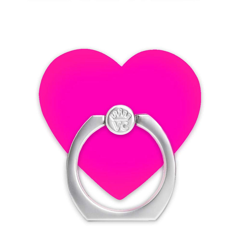 [Australia - AusPower] - Velvet Caviar Cell Phone Ring Holder - Finger Ring & Stand - Improves Phone Grip Compatible with iPhone, Galaxy and Most Smartphones (Neon Pink Heart) Neon Pink Heart 