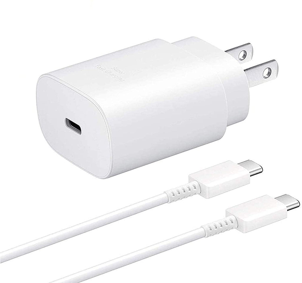 [Australia - AusPower] - Samsung USB-C Super Fast Charging Wall Charger-25W PD Charger Adapter with Type-C Cable(5ft) for Samsung Galaxy S20/S21/S21+/S21Ultra/S10 5G /Note10/Note10 Plus/Note 20/S9 S8/S10e（White） 