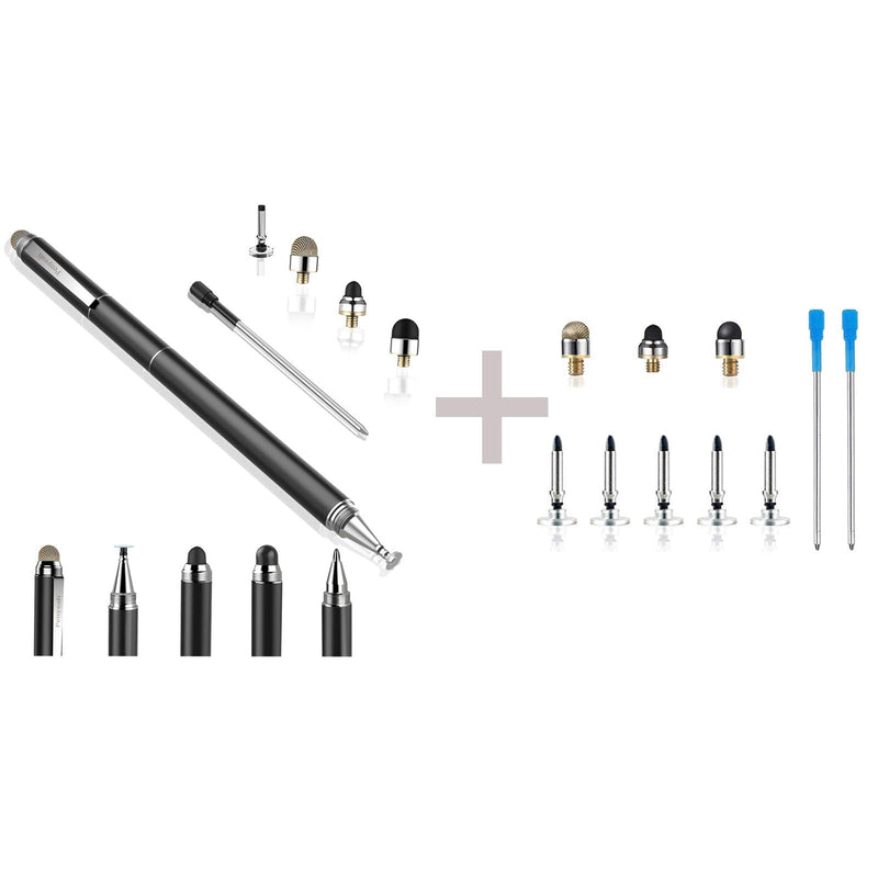 [Australia - AusPower] - Penyeah 4-in-1 Multi Tips Black Stylus Pens for Touch Screens Bundle with Its Whole Set Accessoies Include Blue Refills 