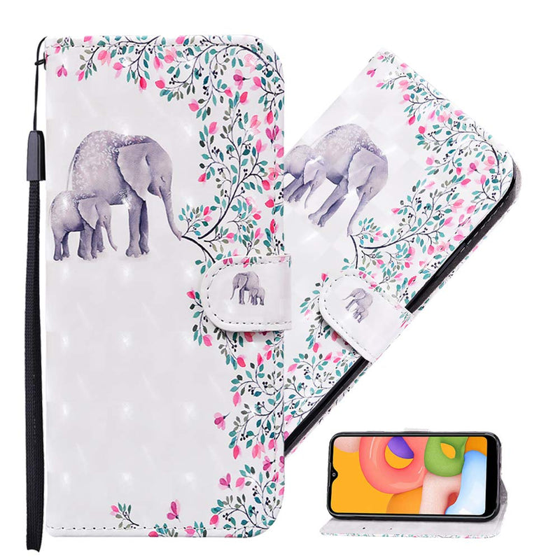 [Australia - AusPower] - QIVSTAR Case Compatible for Samsung Galaxy A41 3D Design Soft PU Leather case Magnetic Wallet Full Body Protective Case with Stand Flip Folio Case for Samsung Galaxy A41 Flower Elephant CY2 CY2-1: Flower Elephant 