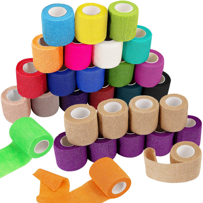 [Australia - AusPower] - BQTQ 30 Rolls Self Adherent Wrap 2 inch Bandage Breathable Athletic Tape Stretch Wrap Roll Sports Wrap Tape Self Adhesive Wrap for Wrist Ankle Swelling Sprains(Rainbow Color) Rainbow 