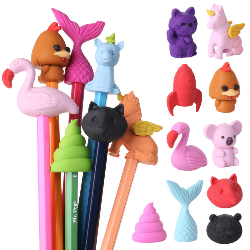 [Australia - AusPower] - Mr. Pen- Animal Topper Erasers, 22 Pack, 8 Pack Take Apart Animal Erasers, Pencil Toppers, Pencil Erasers Toppers for Kids, Eraser Tops, Cap Erasers for Pencils, Fun Erasers Kids, Pencil Top Erasers 