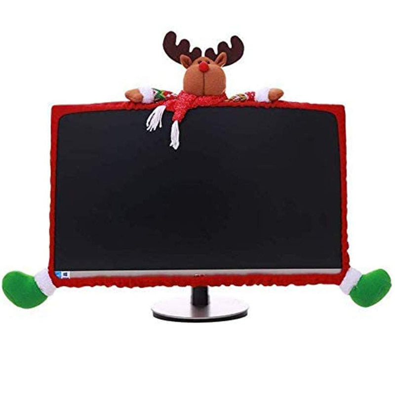 [Australia - AusPower] - Christmas Computer Monitor Cover, WREWING Elastic Christmas Decorations Computer Monitor Border Cover, Elastic Laptop Computer Cover for Home Office Decorations and New Year Gift Ideas (Milu Deer) Milu Deer 