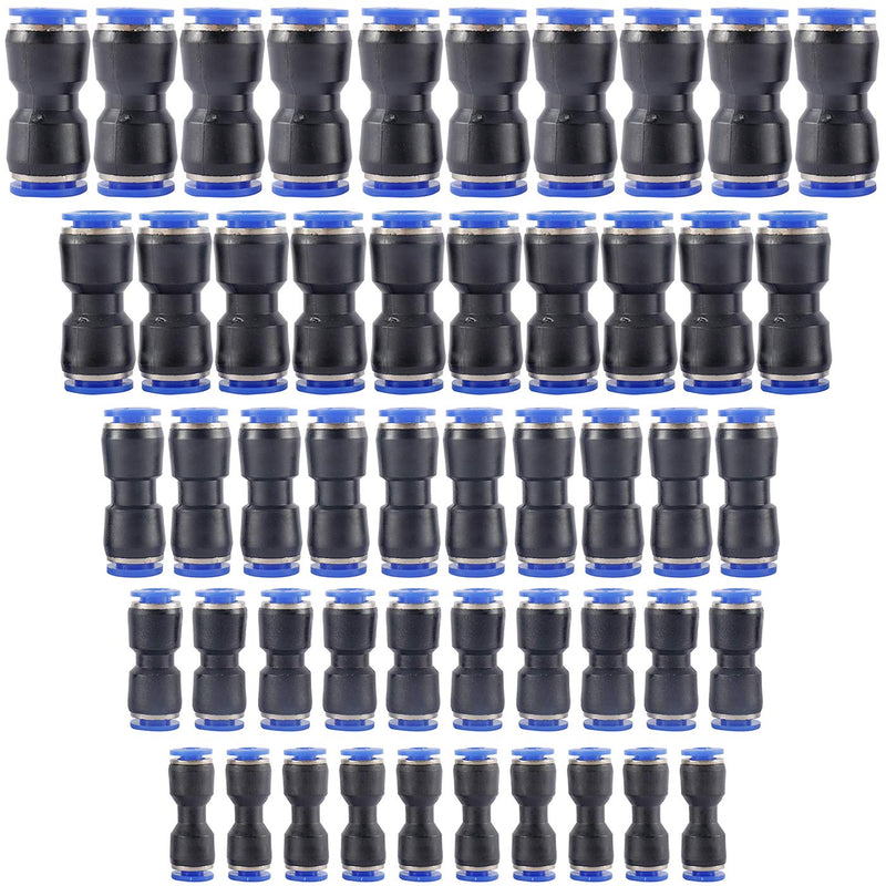 [Australia - AusPower] - Toolly Straight Push Connectors, Quick Release Plastic Push to Connect Fittings Kit, 50 Pcs Air Line Fittings for 5/32 1/4 5/16 3/8 1/2 Inch Tube 